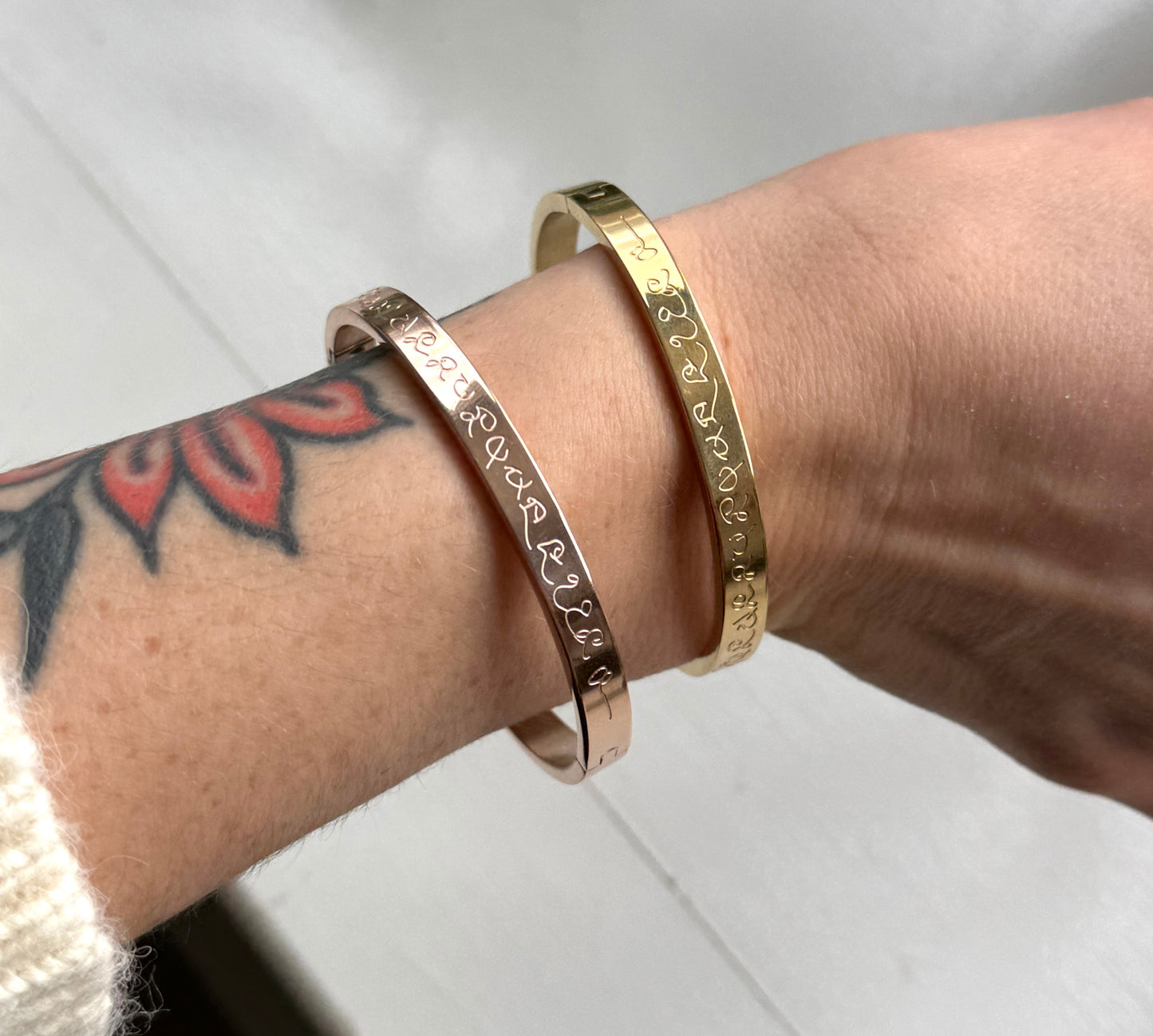 Engraved Buddhist Bracelet - Rose Gold