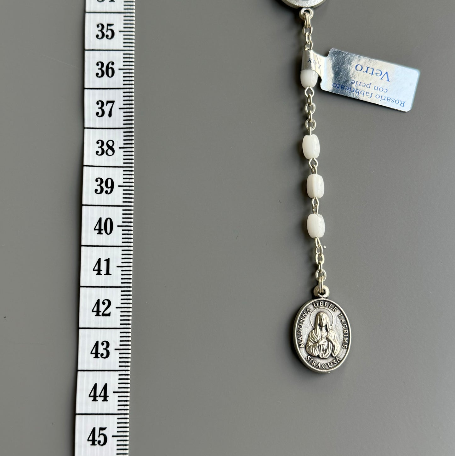 Rosary blessed by Pope Francis - Madonna Delle Lacrime Siracusa - White