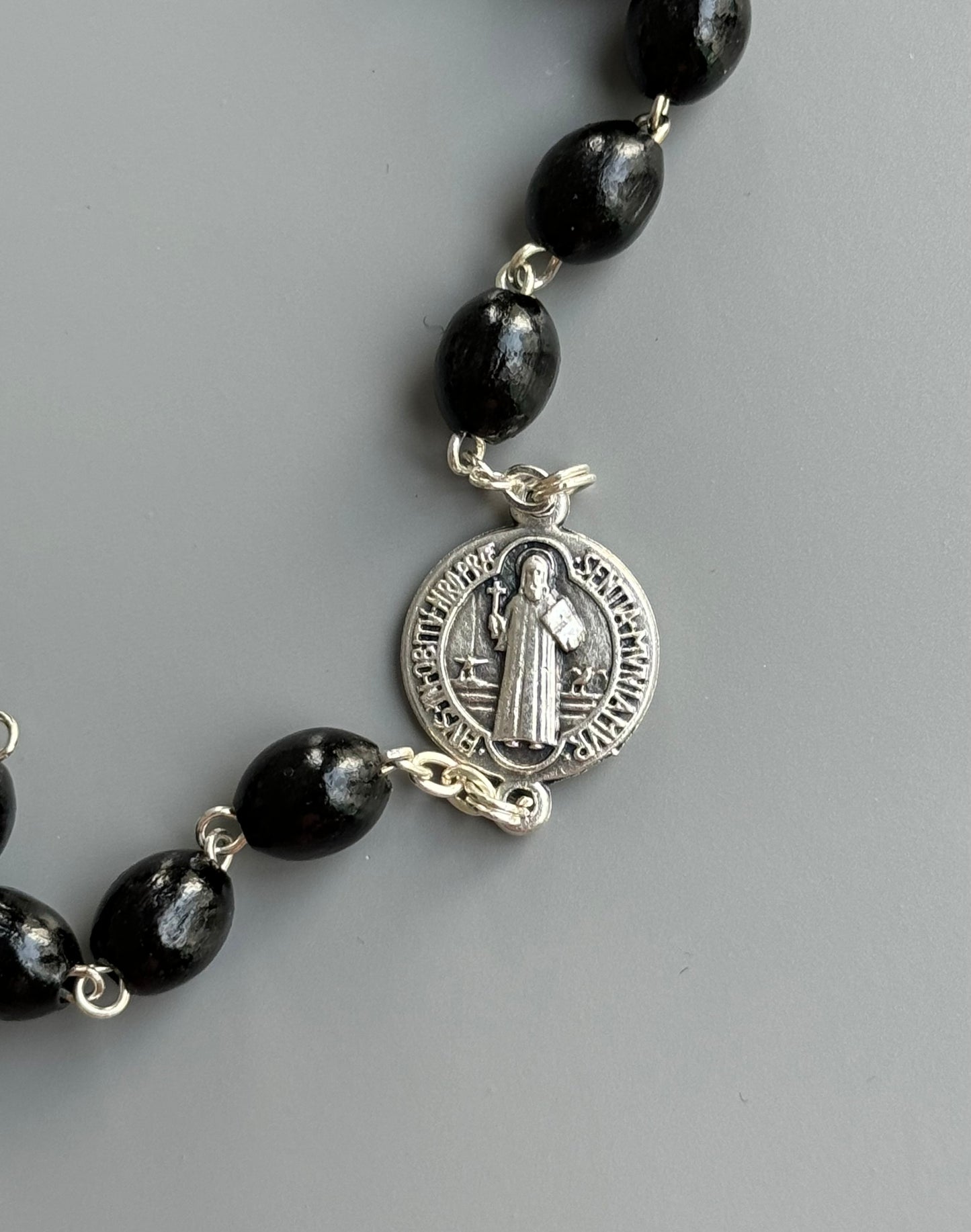 Rosary blessed by Pope Francis - St. Benedict Medal - Black Wood