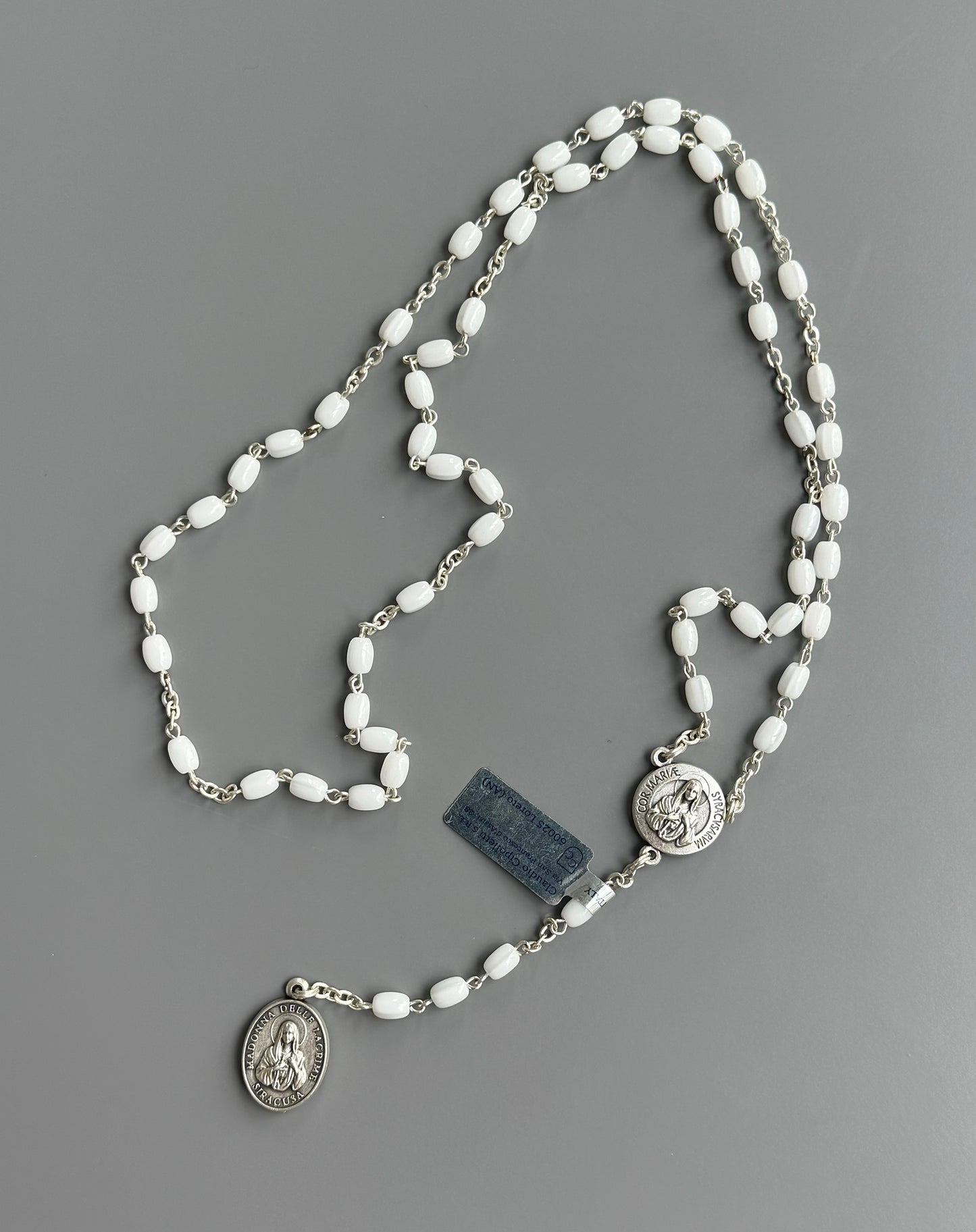 Rosary blessed by Pope Francis - Madonna Delle Lacrime Siracusa - White