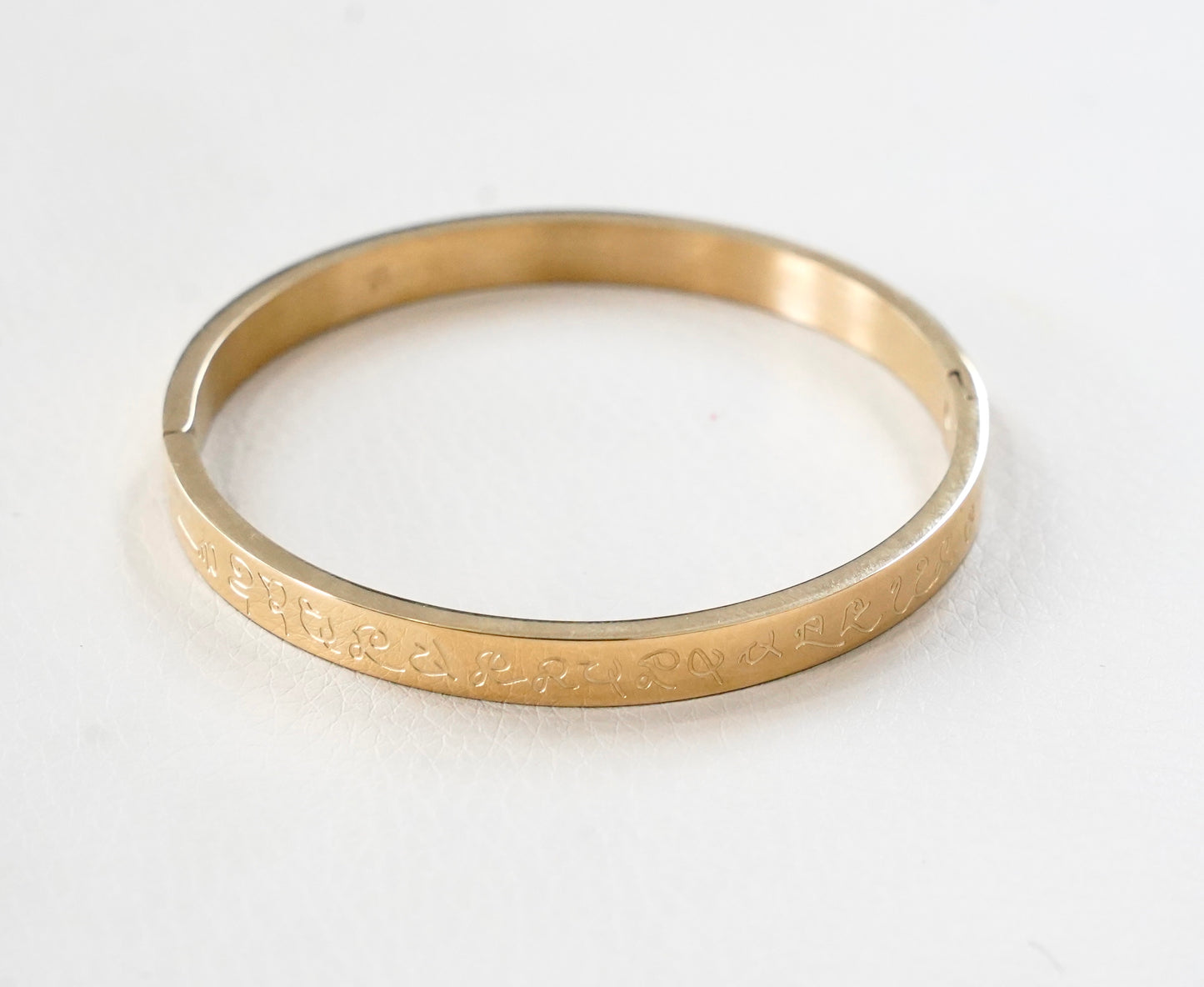 Engraved Buddhist Bracelet - Gold