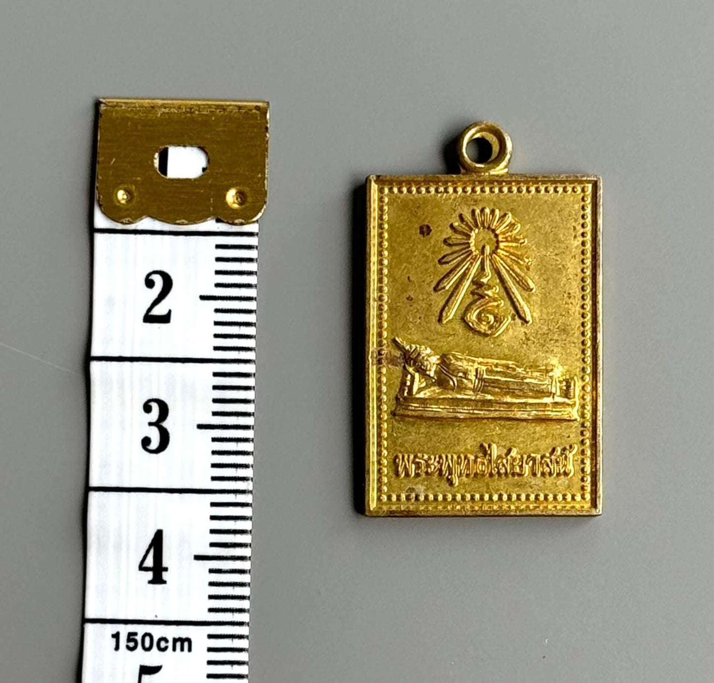 Reclining Buddha Medal Amulet with Yantra - Enlightenment and Protection