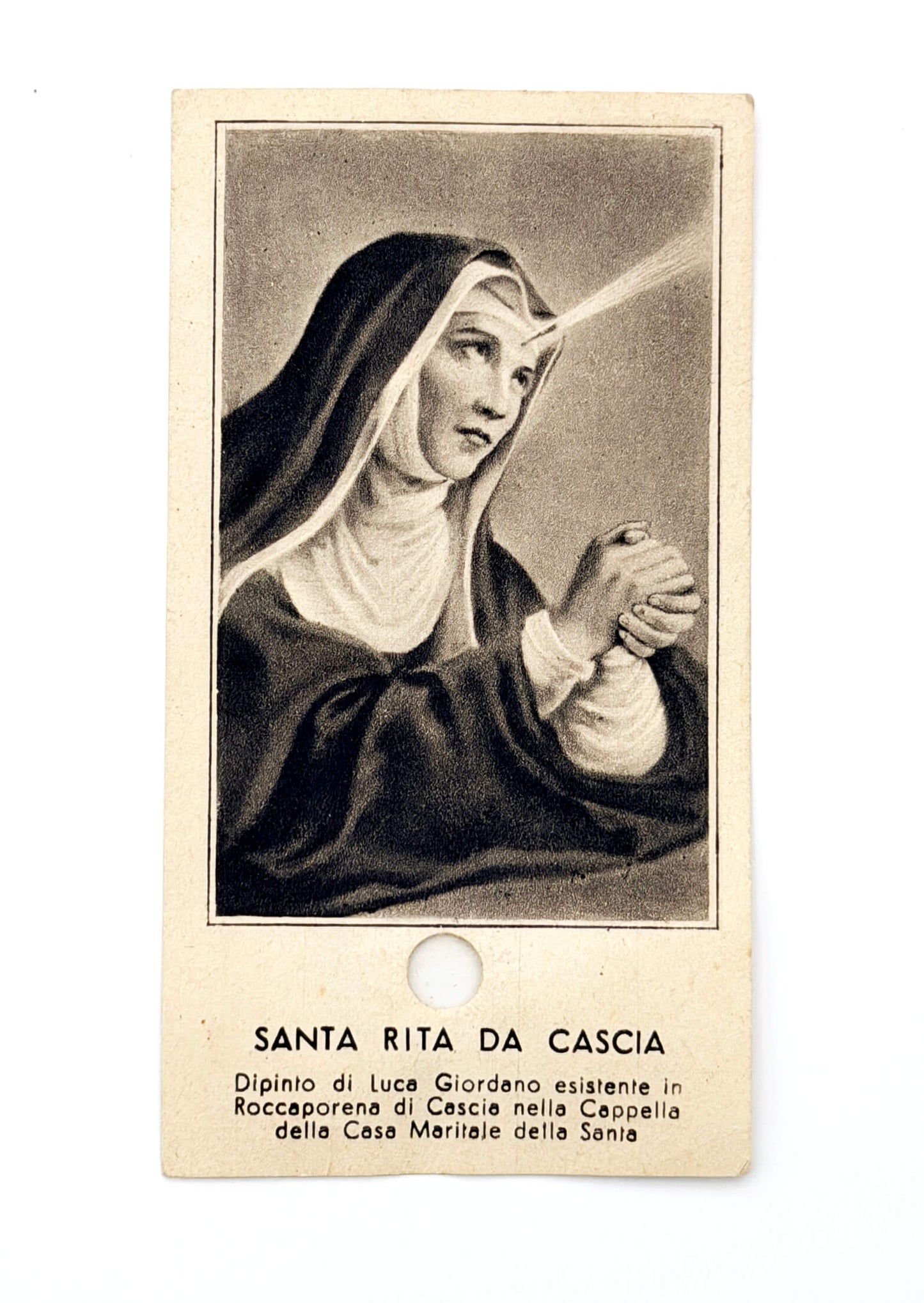 Antique Saint Rita of Cascia Relic Prayer Card - BW
