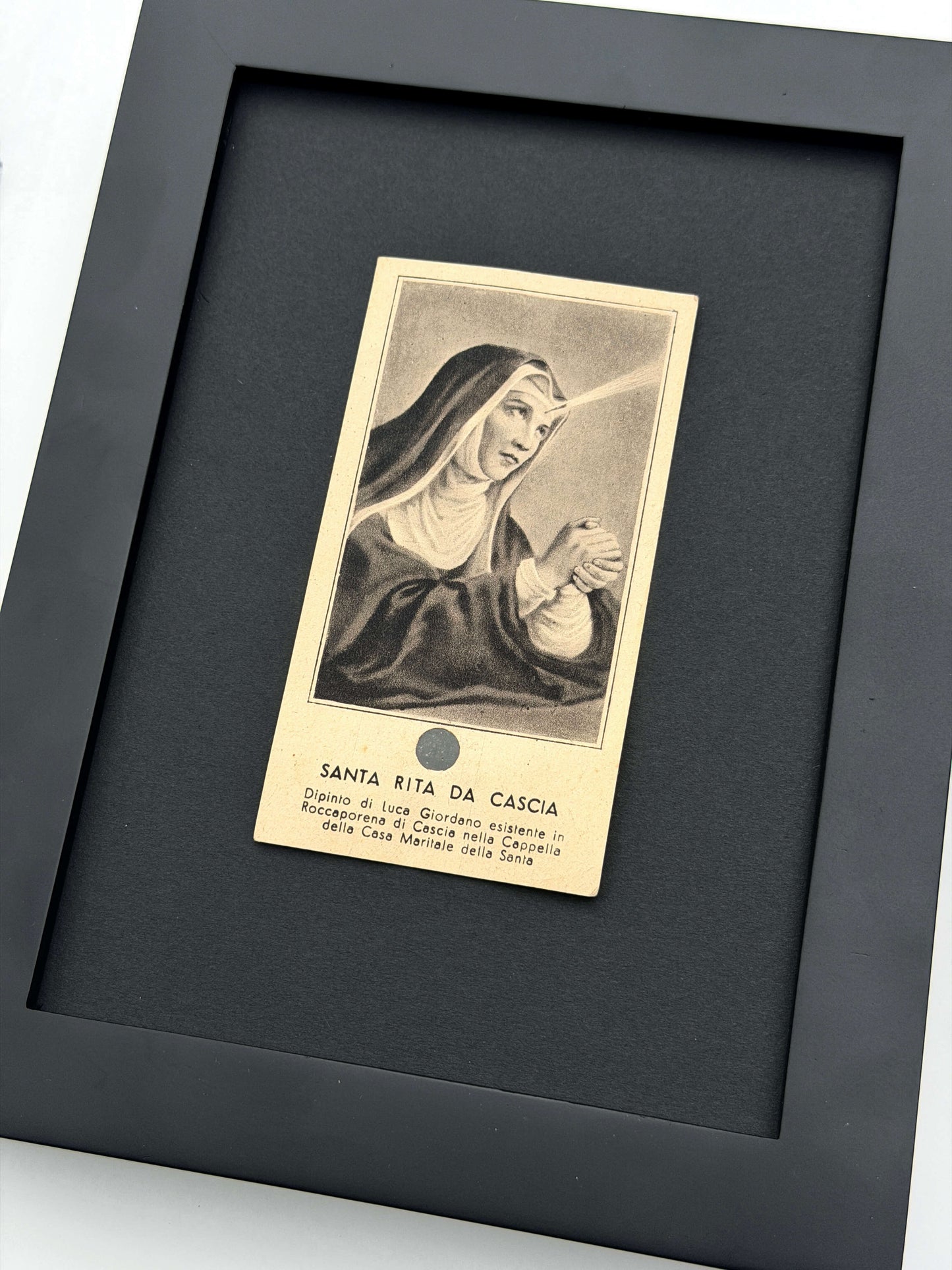 Antique Saint Rita of Cascia Relic Prayer Card - BW