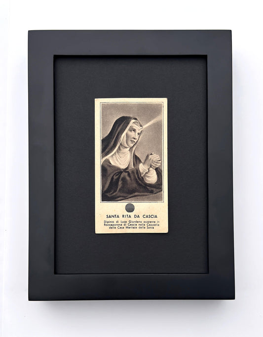Antique Saint Rita of Cascia Relic Prayer Card - BW
