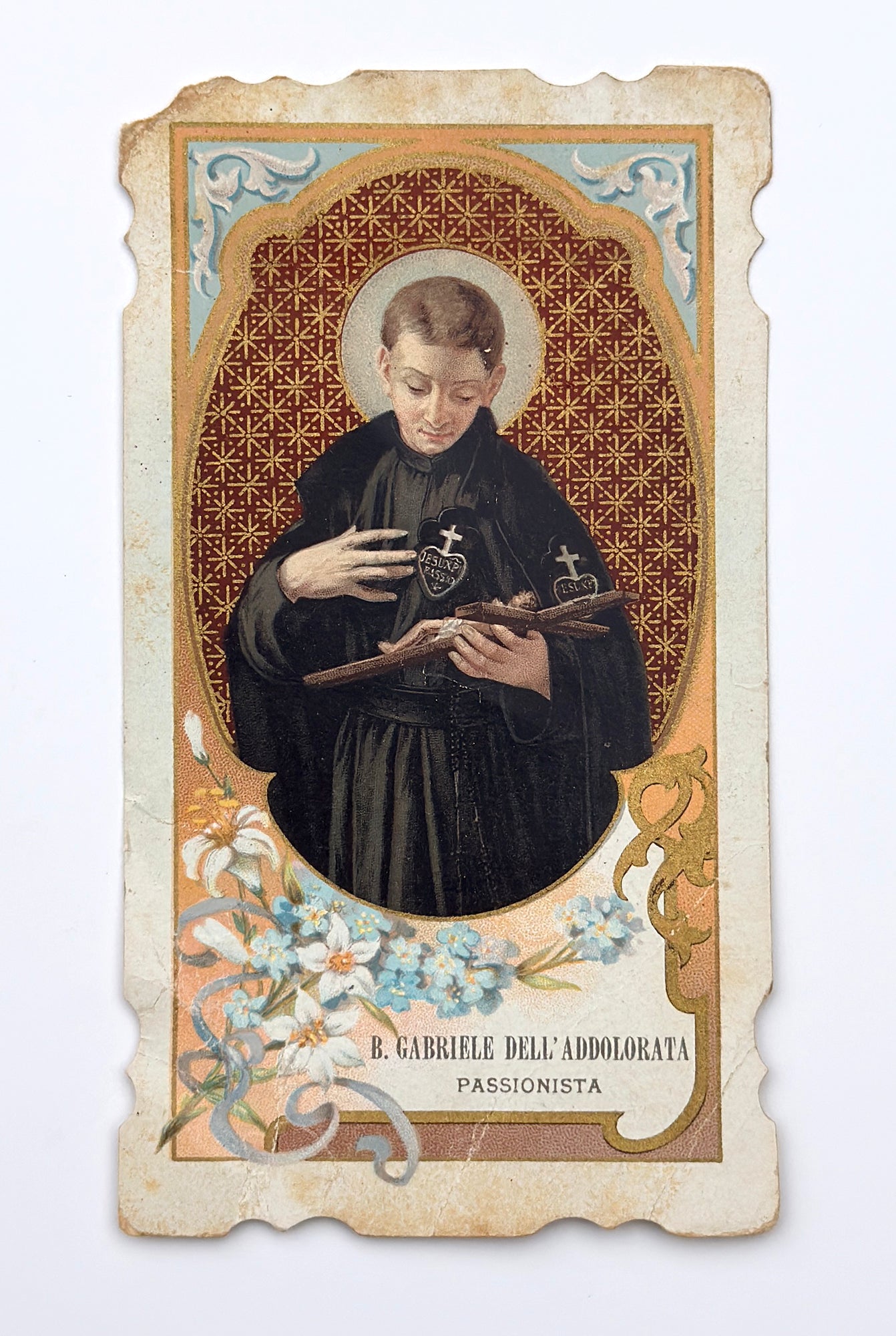 Antique Prayer Card of Blessed Gabriel of Our Lady of Sorrows