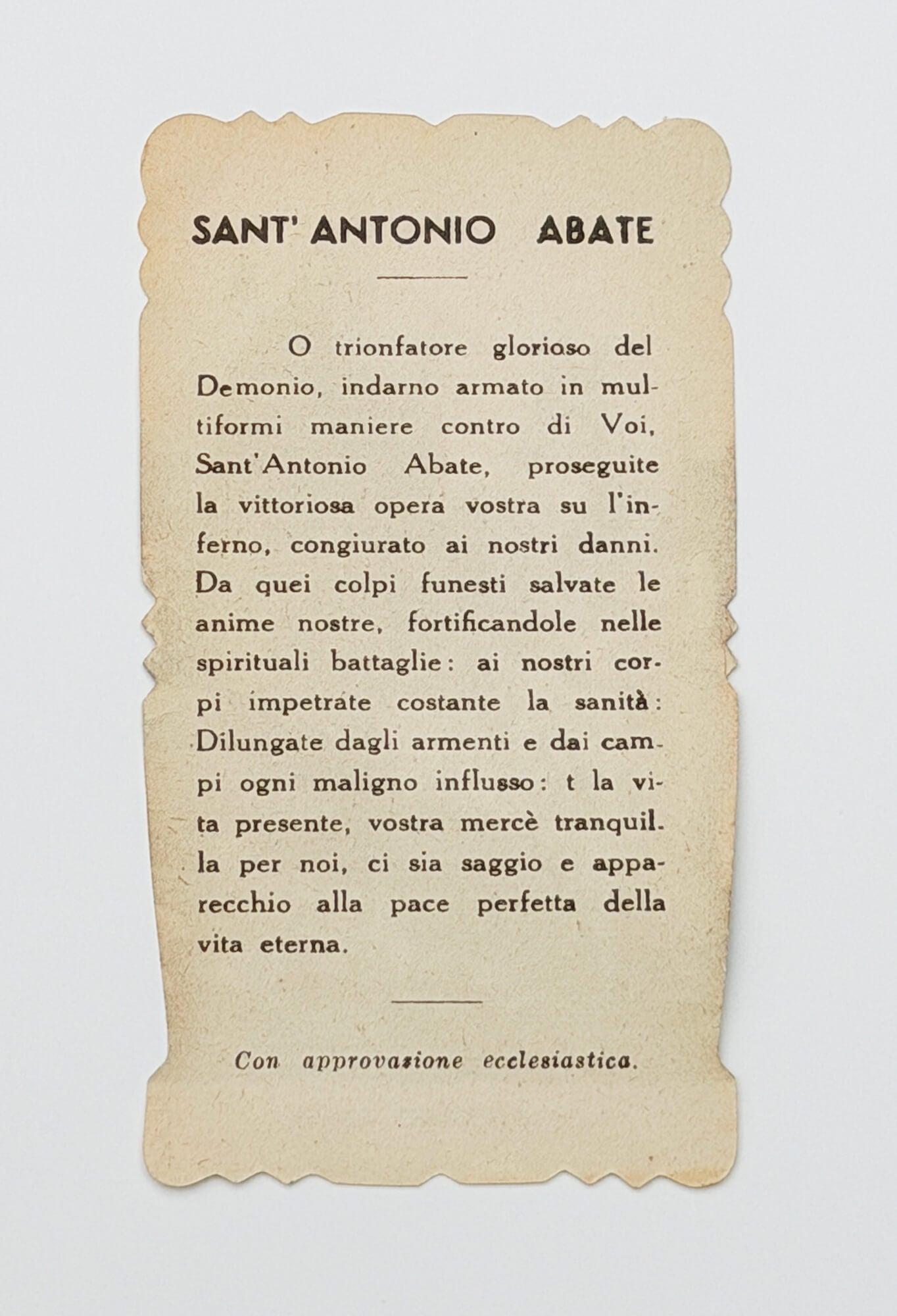 Antique Saint Anthony the Abbot Prayer Card