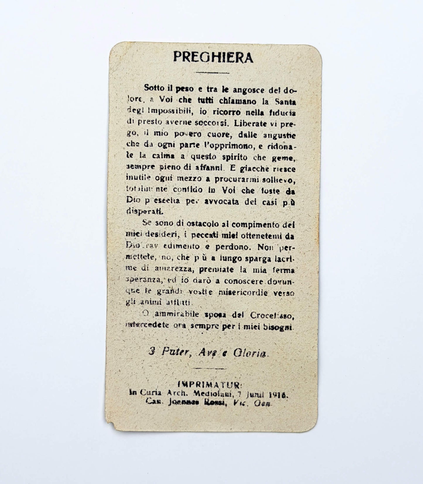 Antique Saint Rita of Cascia Prayer Card