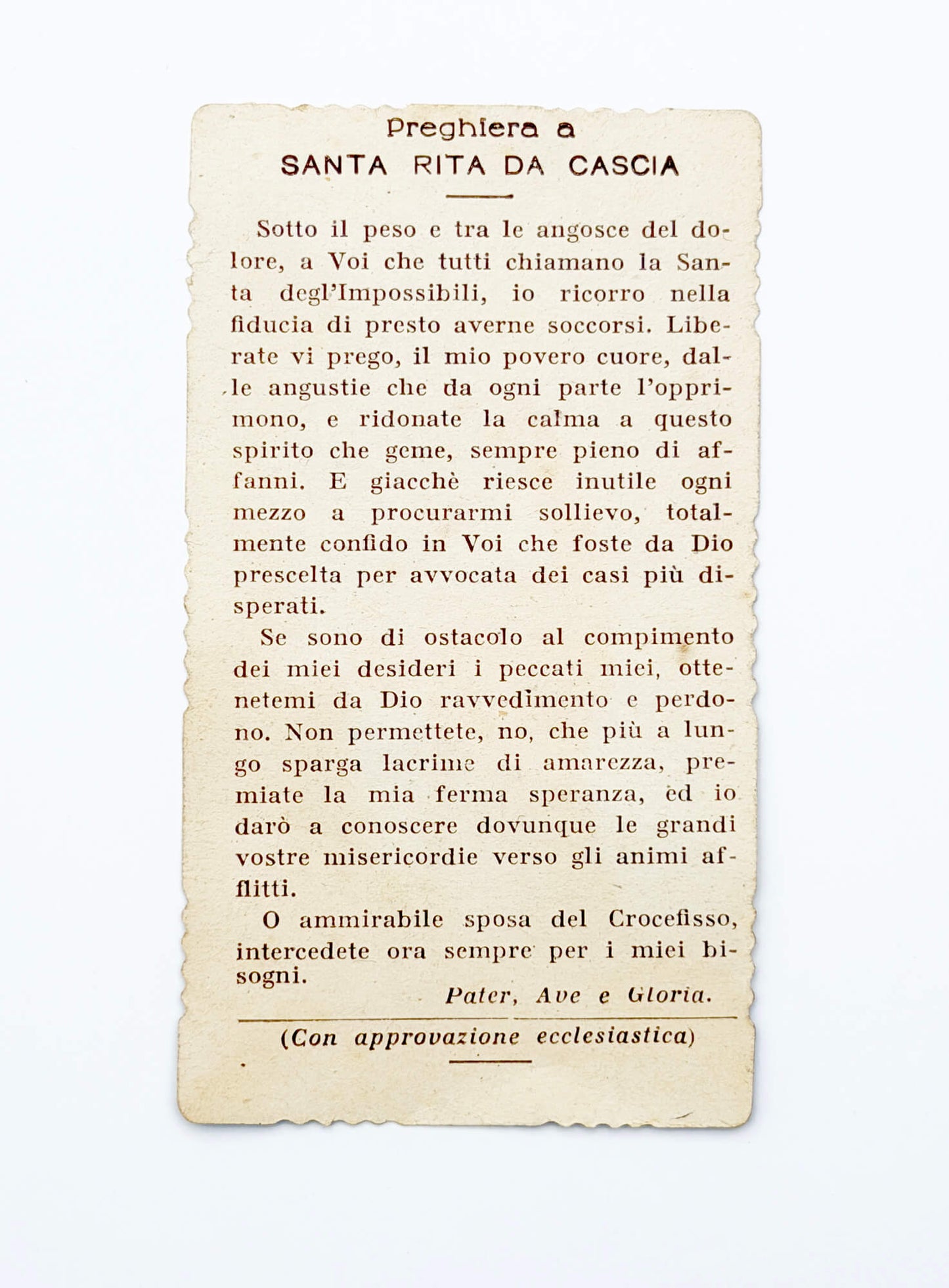Antique Saint Rita of Cascia Prayer Card - BW