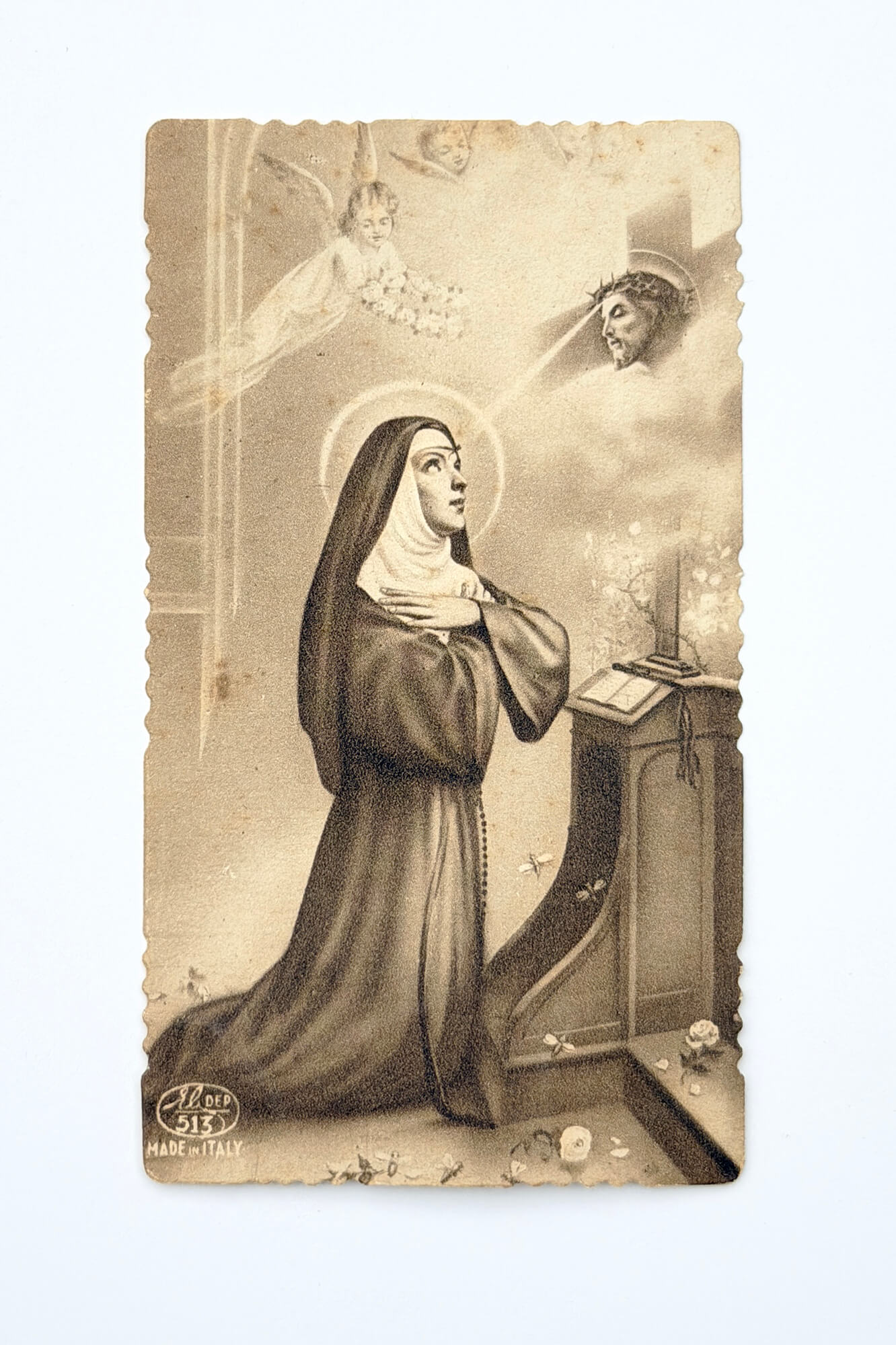 Antique Saint Rita of Cascia Prayer Card - BW