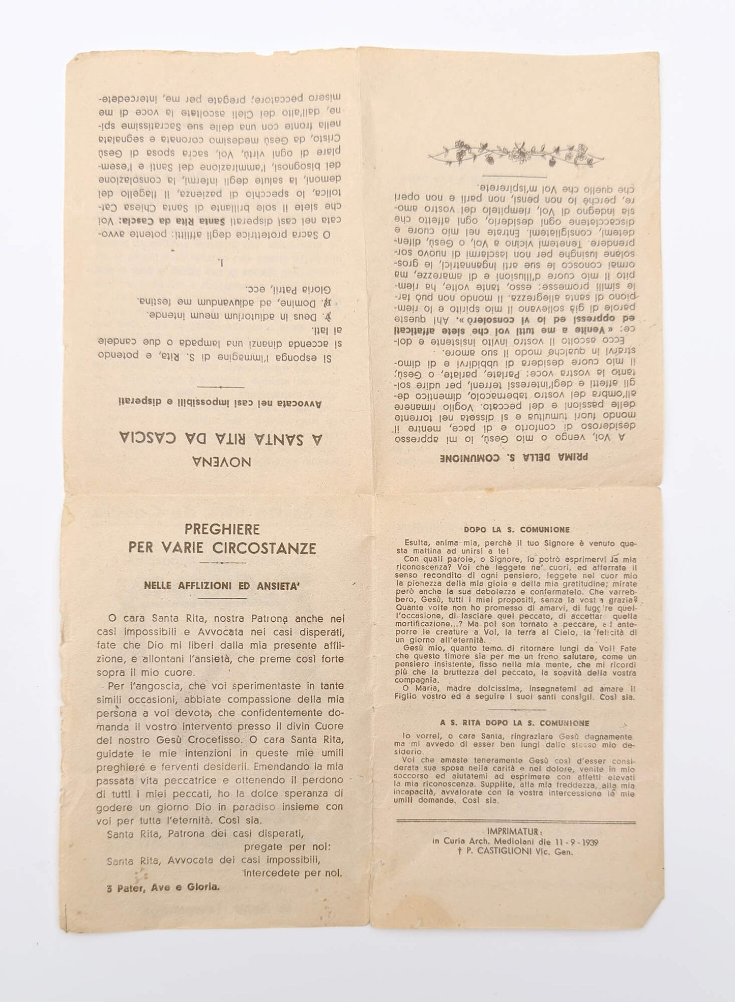 Antique Saint Rita of Cascia Novena Pamphlet
