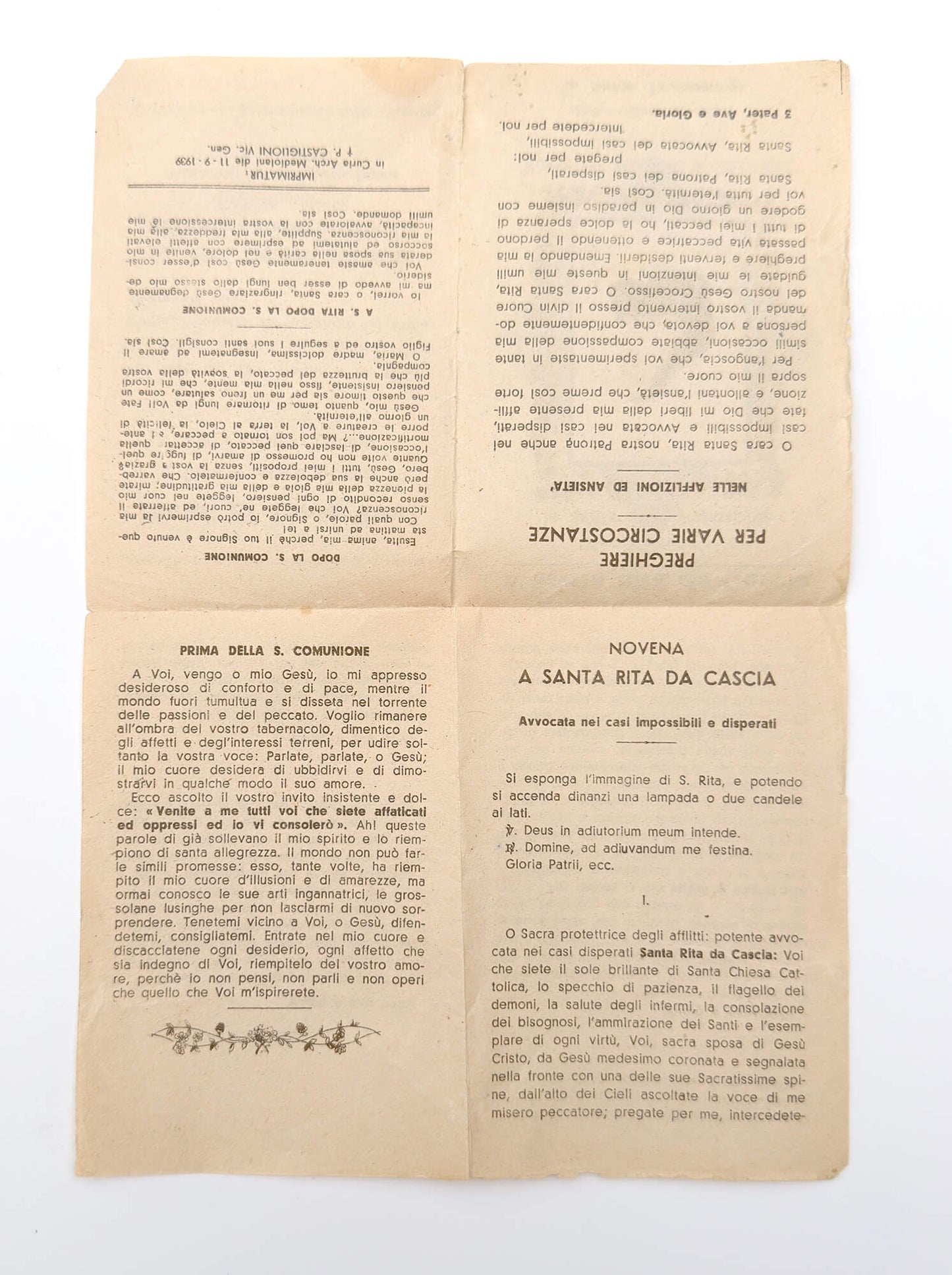 Antique Saint Rita of Cascia Novena Pamphlet