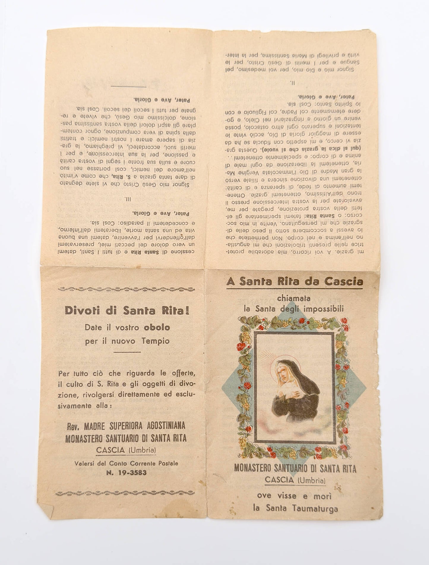 Antique Saint Rita of Cascia Novena Pamphlet
