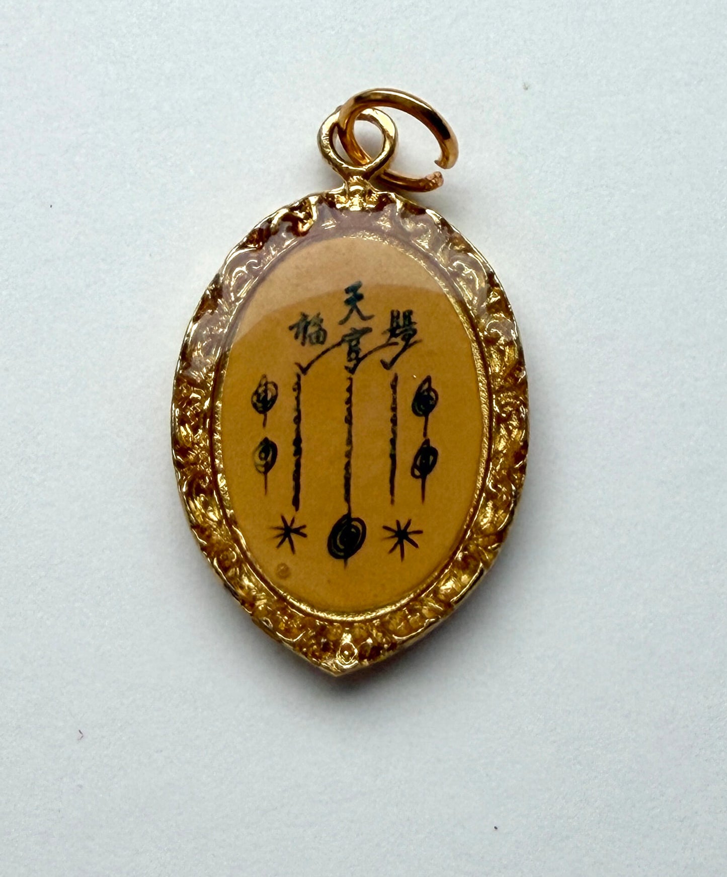 Thai Yantra Locket with Authority Symbol and Ritual Master Portrait
