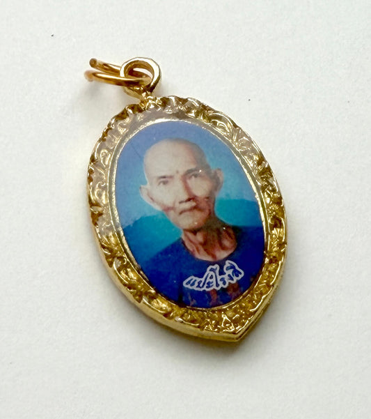 Thai Yantra Locket with Authority Symbol and Ritual Master Portrait