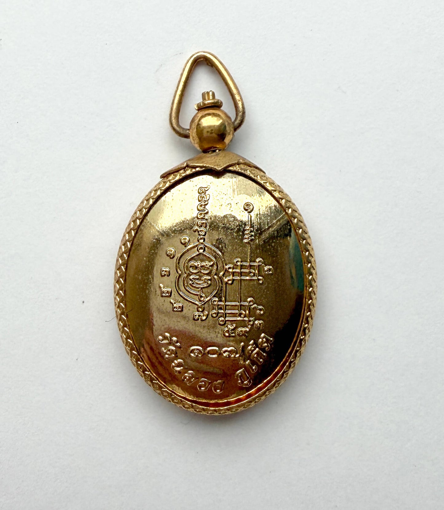 Triple Monk Portrait Locket with Protective Yantra Back